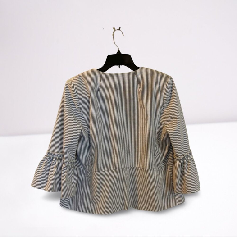 Halogen Crop Checkered Ruffle Back Jacket - Picture 2 of 4